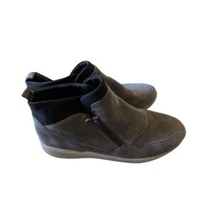 Easy Spirit Esinformer Womens 9.5 Gray Suede Zip Ankle Bootie Sneakers 30811215